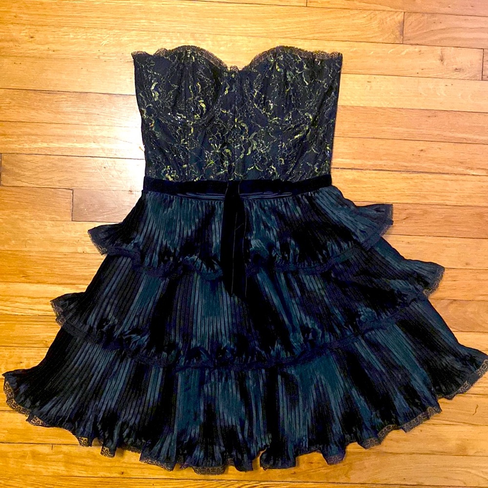 Vintage strapless Betsey Johnson tiered ruffle cocktail party dress